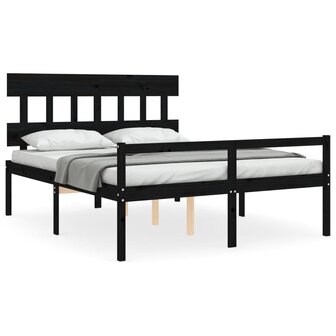Seniorenbed met hoofdbord massief hout zwart 8720845405953 2