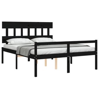 Seniorenbed met hoofdbord massief hout zwart 8720845405953 4