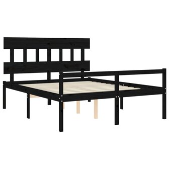 Seniorenbed met hoofdbord massief hout zwart 8720845405953 5