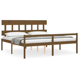 Seniorenbed met hoofdbord massief hout honingbruin 200x200 cm 8720845406097 2