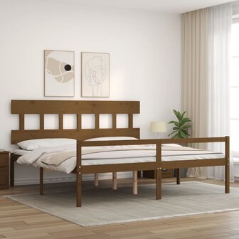 Seniorenbed met hoofdbord massief hout honingbruin 200x200 cm 8720845406097 3