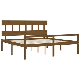 Seniorenbed met hoofdbord massief hout honingbruin 200x200 cm 8720845406097 5