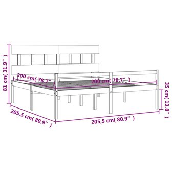 Seniorenbed met hoofdbord massief hout honingbruin 200x200 cm 8720845406097 12