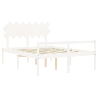 Seniorenbed met hoofdbord massief hout wit 140x200 cm 8720845407179 5