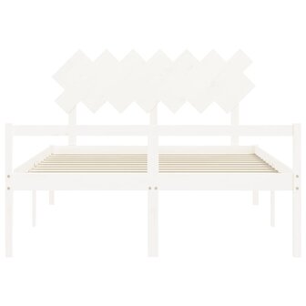Seniorenbed met hoofdbord massief hout wit 140x200 cm 8720845407179 6
