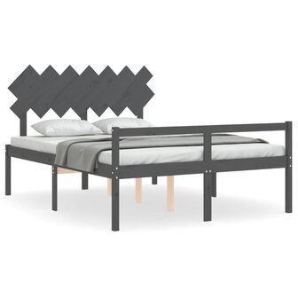 Seniorenbed met hoofdbord massief hout grijs 8720845407230 2