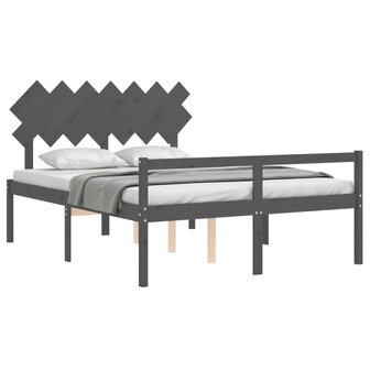 Seniorenbed met hoofdbord massief hout grijs 8720845407230 4