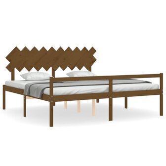 Seniorenbed met hoofdbord massief hout honingbruin 200x200 cm 8720845407391 2