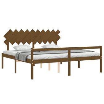 Seniorenbed met hoofdbord massief hout honingbruin 200x200 cm 8720845407391 4