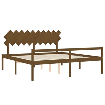 Seniorenbed met hoofdbord massief hout honingbruin 200x200 cm 8720845407391 5