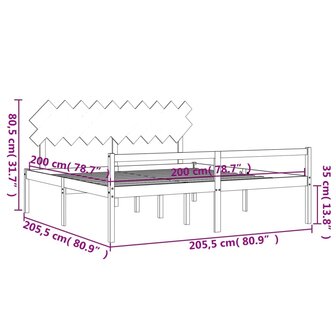 Seniorenbed met hoofdbord massief hout honingbruin 200x200 cm 8720845407391 12