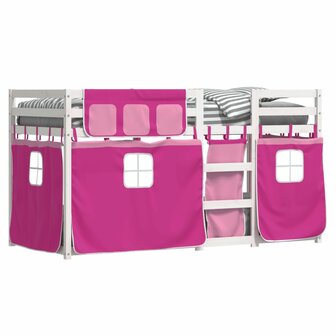 Stapelbed met gordijnen 80x200 cm grenenhout roze 8721102689437 4