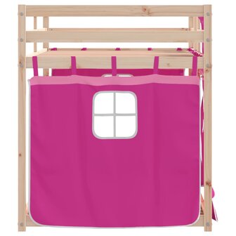 Stapelbed met gordijnen 75x190 cm grenenhout roze 8721102689529 6