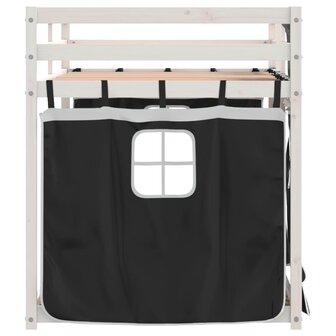 Stapelbed met gordijnen 75x190 cm grenenhout wit en zwart 8721102689536 6