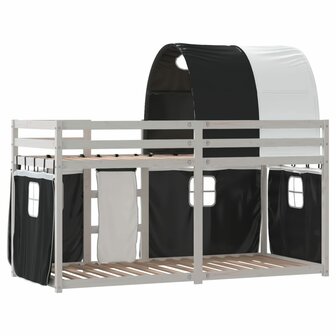 Stapelbed met gordijnen 80x200 cm grenenhout wit en zwart 8721102690310 7