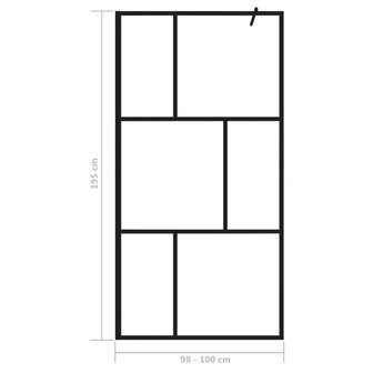 Inloopdouchewand 100x195 cm gehard glas zwart 8720286288641 7