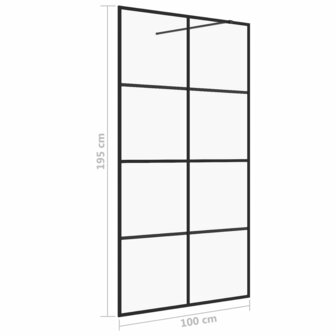 Inloopdouchewand 100x195 cm ESG-glas transparant en zwart 8720286513385 5