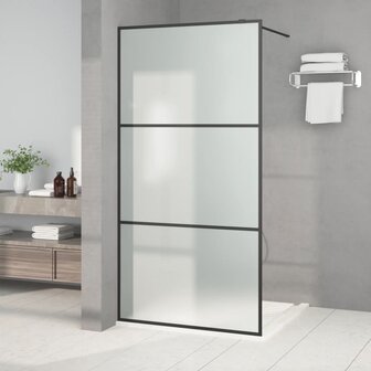 Inloopdouchewand 100x195 cm mat ESG-glas zwart 8720287052098 1