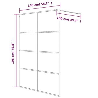 Inloopdouchewand 140x195 cm transparant ESG-glas zilverkleurig 8720287052364 7