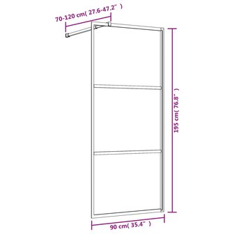 Inloopdouchewand transparant 90x195 cm ESG-glas goudkleurig 8720845941864 7