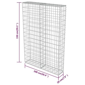 Schanskorfmuur met deksels 100x20x150 cm gegalvaniseerd staal 8719883592145 6