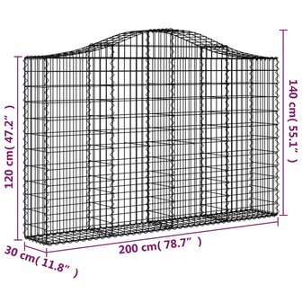 Schanskorf gewelfd 200x30x120/140 cm gegalvaniseerd ijzer 8720845650490 5
