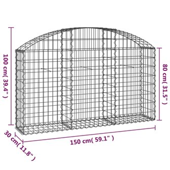 Schanskorf gewelfd 150x30x80/100 cm gegalvaniseerd ijzer 8720845651077 5