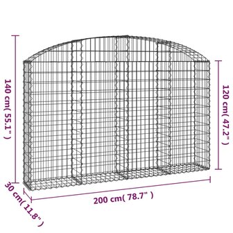 Schanskorf gewelfd 200x30x120/140 cm gegalvaniseerd ijzer 8720845651299 5