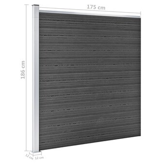 Schuttingpanelenset 699x186 cm HKC zwart 8720286366790 12