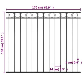 Schuttingpaneel 1,7x1,5 m staal zwart 8719883865171 4