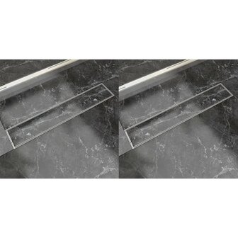 Doucheafvoer 2 st rechthoekig 630x140 mm roestvrij staal 8718475797272 1