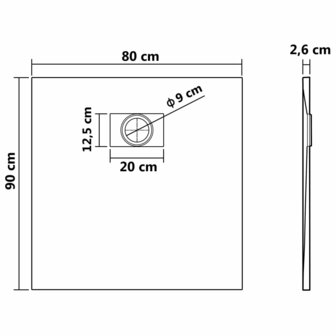 Douchebak 90x80 cm SMC bruin 8720286191378 8