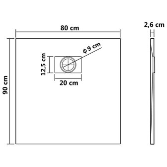 Douchebak 90x80 cm SMC grijs 8720286191453 8