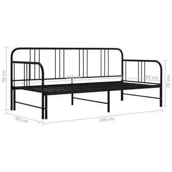 Slaapbankframe uittrekbaar metaal zwart 90x200 cm 8720286162514 11
