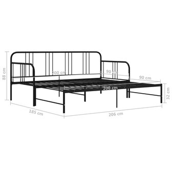 Slaapbankframe uittrekbaar metaal zwart 90x200 cm 8720286162514 12