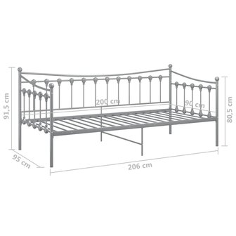 Slaapbankframe metaal grijs 90x200 cm 8720286195536 10