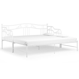 Slaapbankframe uittrekbaar metaal wit 90x200 cm 8720286195611 2