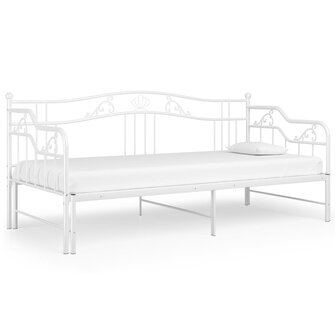 Slaapbankframe uittrekbaar metaal wit 90x200 cm 8720286195611 12