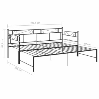 Slaapbankframe uittrekbaar metaal zwart 90x200 cm 8720286195666 11