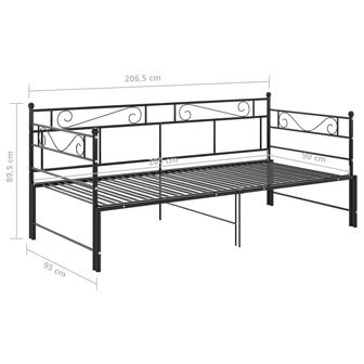 Slaapbankframe uittrekbaar metaal zwart 90x200 cm 8720286195666 12