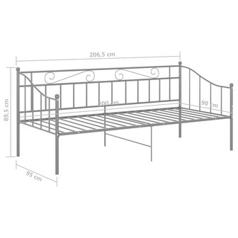 Slaapbankframe metaal grijs 90x200 cm 8720286195710 8