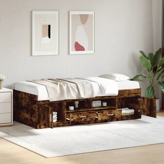 Slaapbank met lades 75x190 cm bewerkt hout gerookt eikenkleurig 8721102619151 3