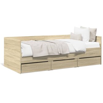 Slaapbank met lades 75x190 cm bewerkt hout sonoma eikenkleurig 8721102624872 1