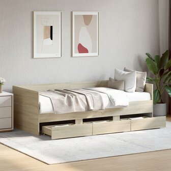 Slaapbank met lades 75x190 cm bewerkt hout sonoma eikenkleurig 8721102624872 3