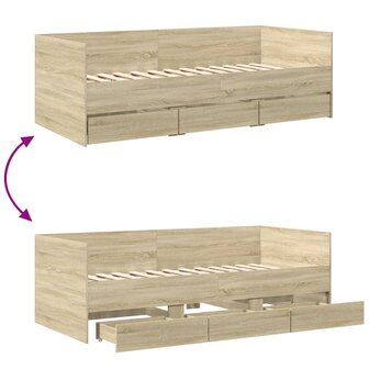 Slaapbank met lades 75x190 cm bewerkt hout sonoma eikenkleurig 8721102624872 8