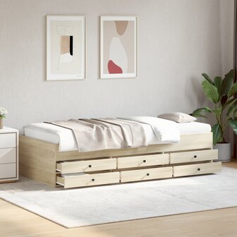 Slaapbank met lades 90x190 cm bewerkt hout sonoma eikenkleurig 8721102625367 3