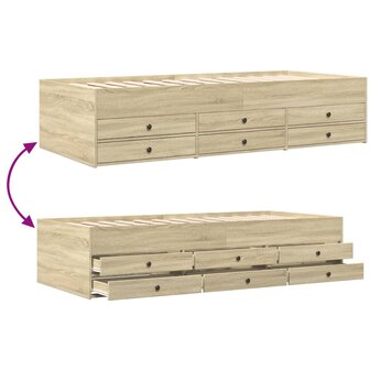 Slaapbank met lades 90x190 cm bewerkt hout sonoma eikenkleurig 8721102625367 7