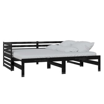 Bedbank uitschuifbaar massief grenenhout zwart 2x(90x200) cm 8720286641651 2