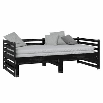 Bedbank uitschuifbaar massief grenenhout zwart 2x(90x200) cm 8720286641651 4
