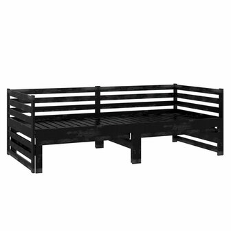 Bedbank uitschuifbaar massief grenenhout zwart 2x(90x200) cm 8720286641651 6